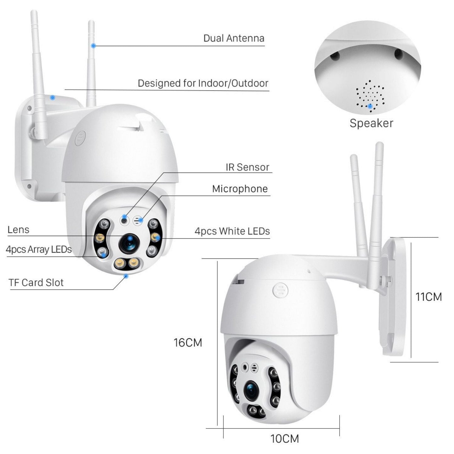 A6 3MP WiFi Camera with 10x Digital Zoom Pan/Tilt