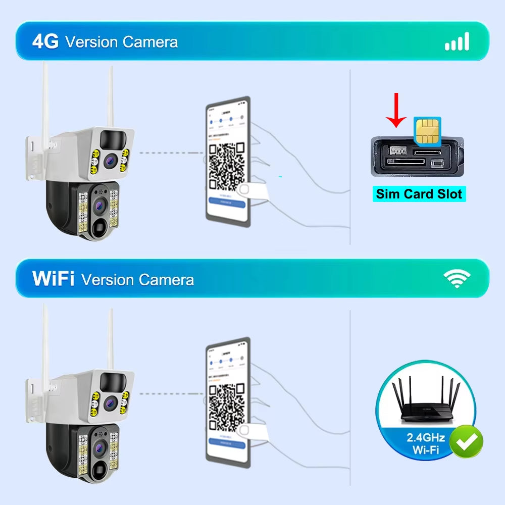 V40 4G 8MP solar Security Camera with 4G/WiFi Options Dual-Light Night Vision