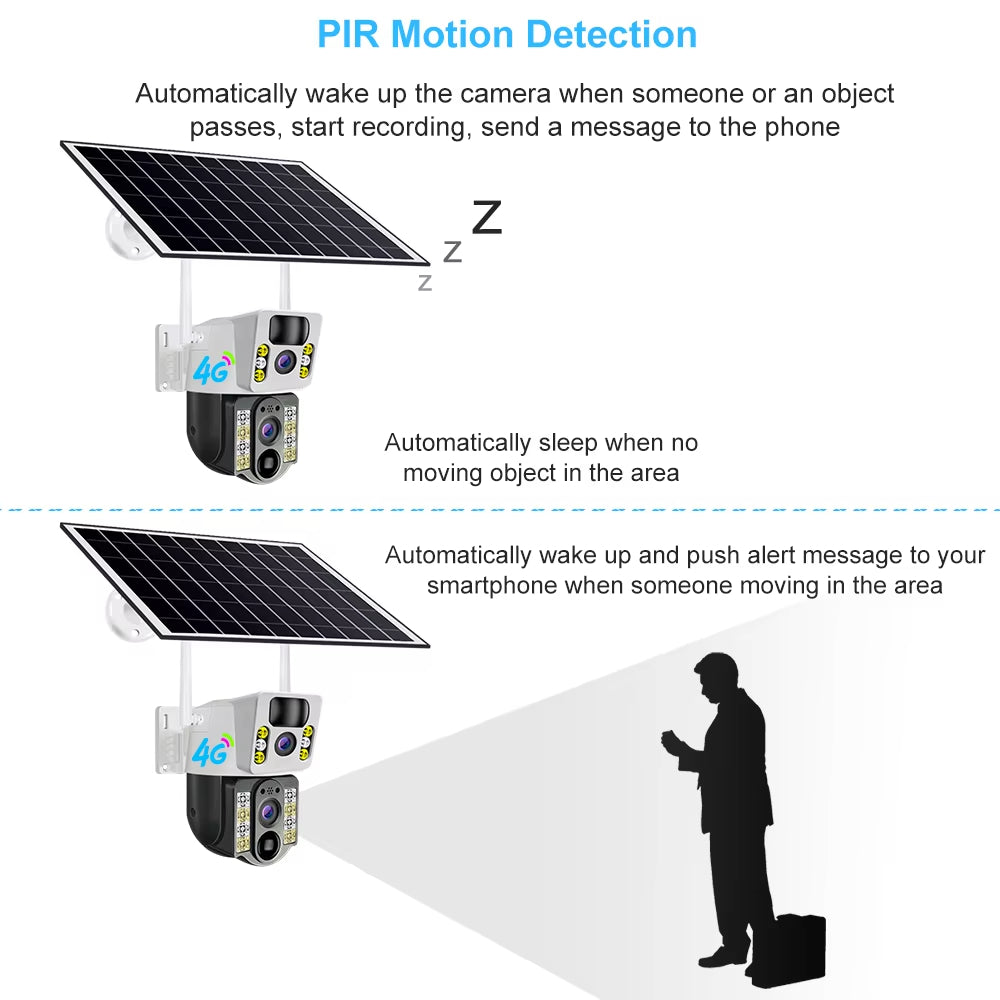 V40 4G 8MP solar Security Camera with 4G/WiFi Options Dual-Light Night Vision
