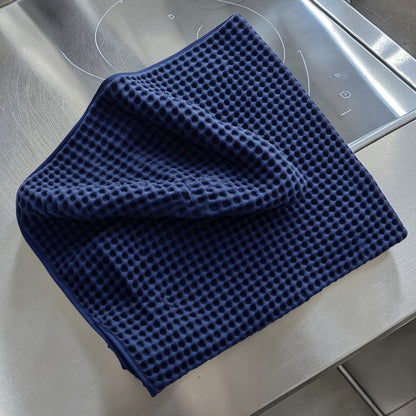 Viewy Kitchen Cloth - Nano-Silver Anti-Bacterial Infusion - Professional Grade Waffle Weave - Odor-Free & Quick-Drying - Navy Blue