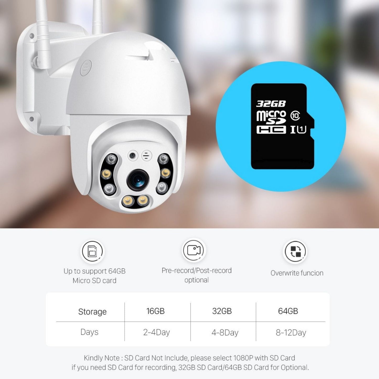 A6 3MP WiFi Camera with 10x Digital Zoom Pan/Tilt