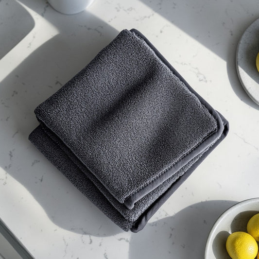 Viewy Microfiber Cleaning Cloth - High-Density Ultra-Absorbent Weave - Professional Grade Lint-Free Towel for Kitchen & Bathroom - Slate Grey - Pack of 6